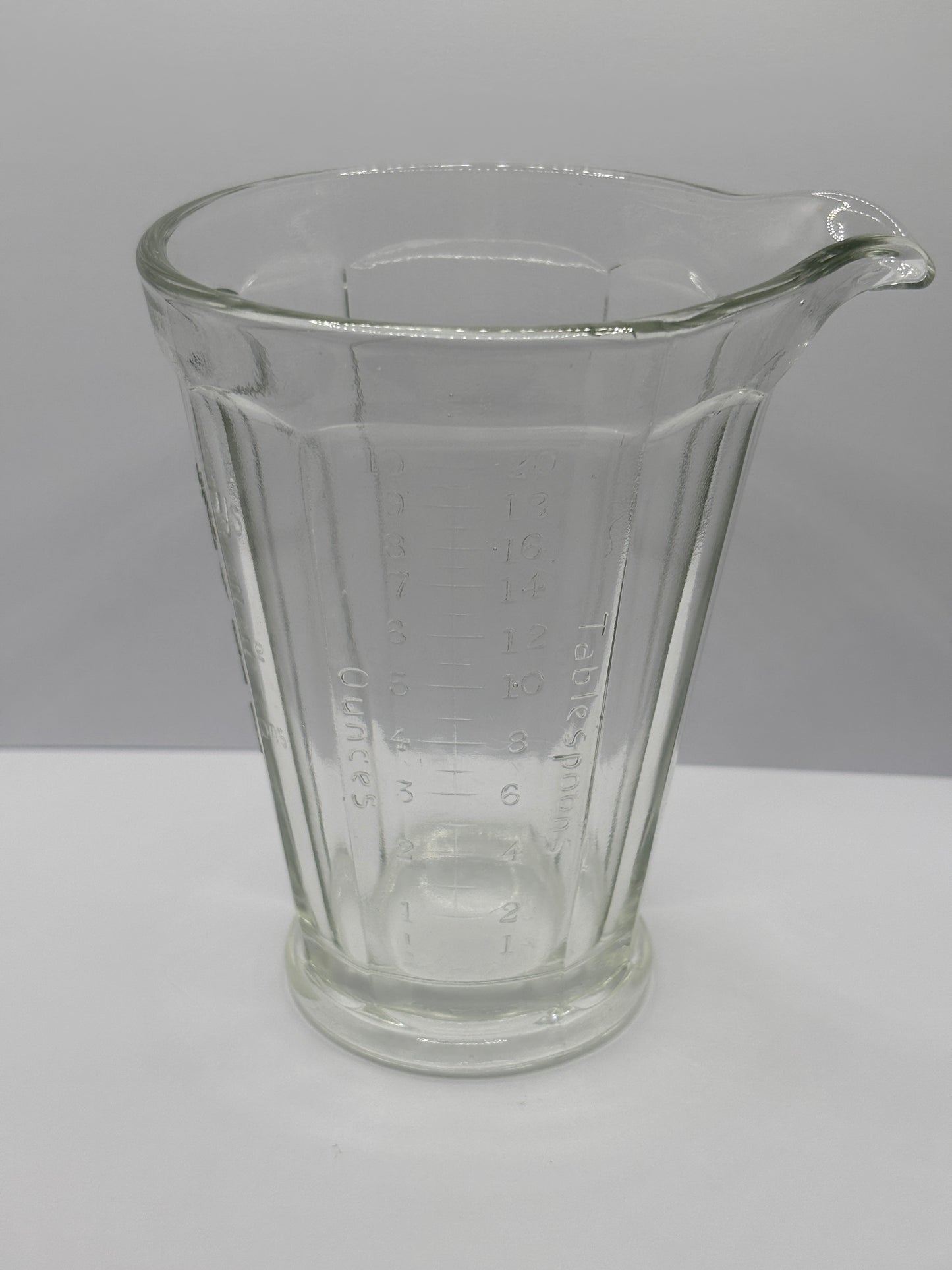 Old glass advertising food jug, Allenbys food measure