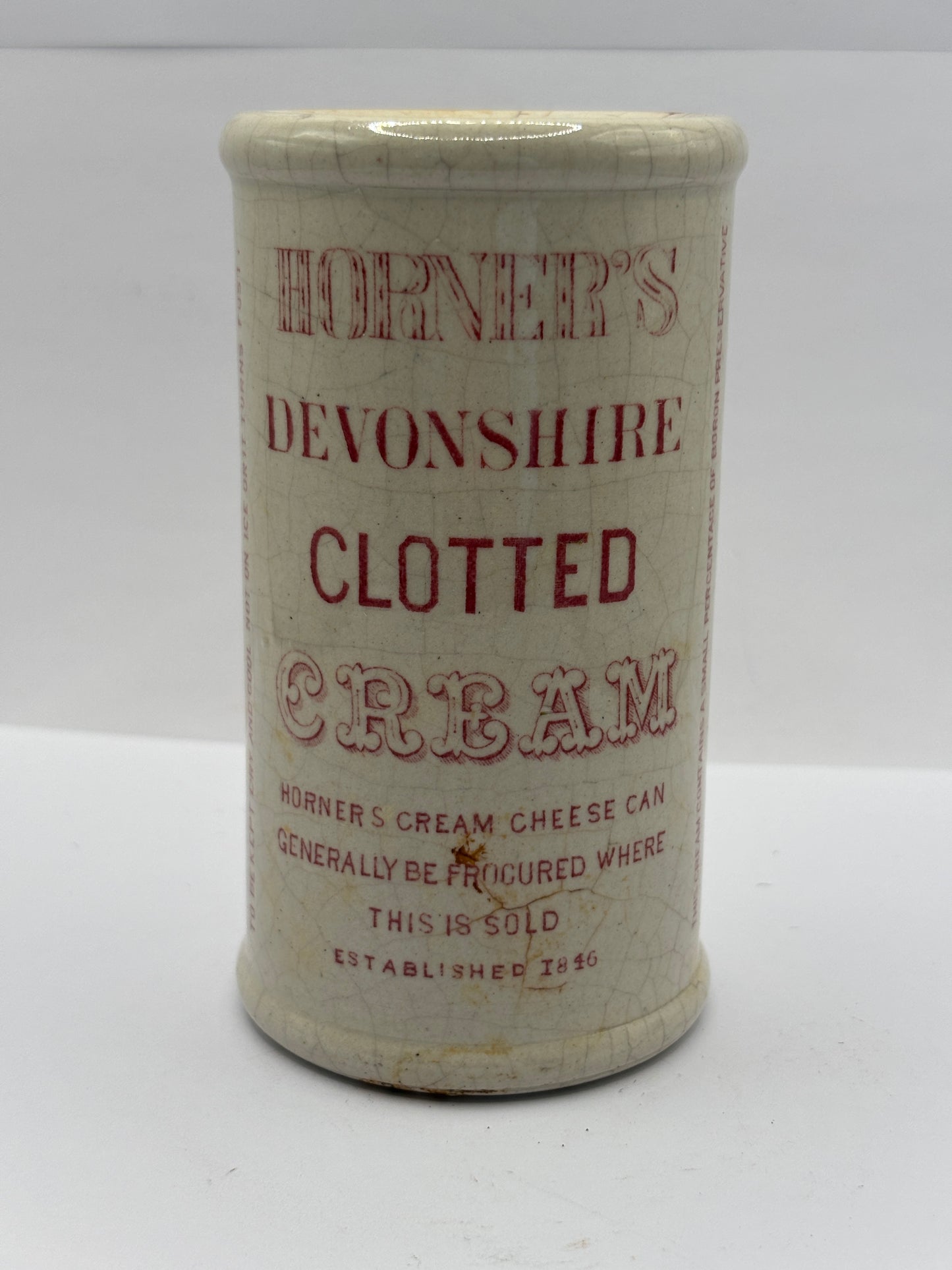 Old advertising Devonshire clotted cream pot, Horners