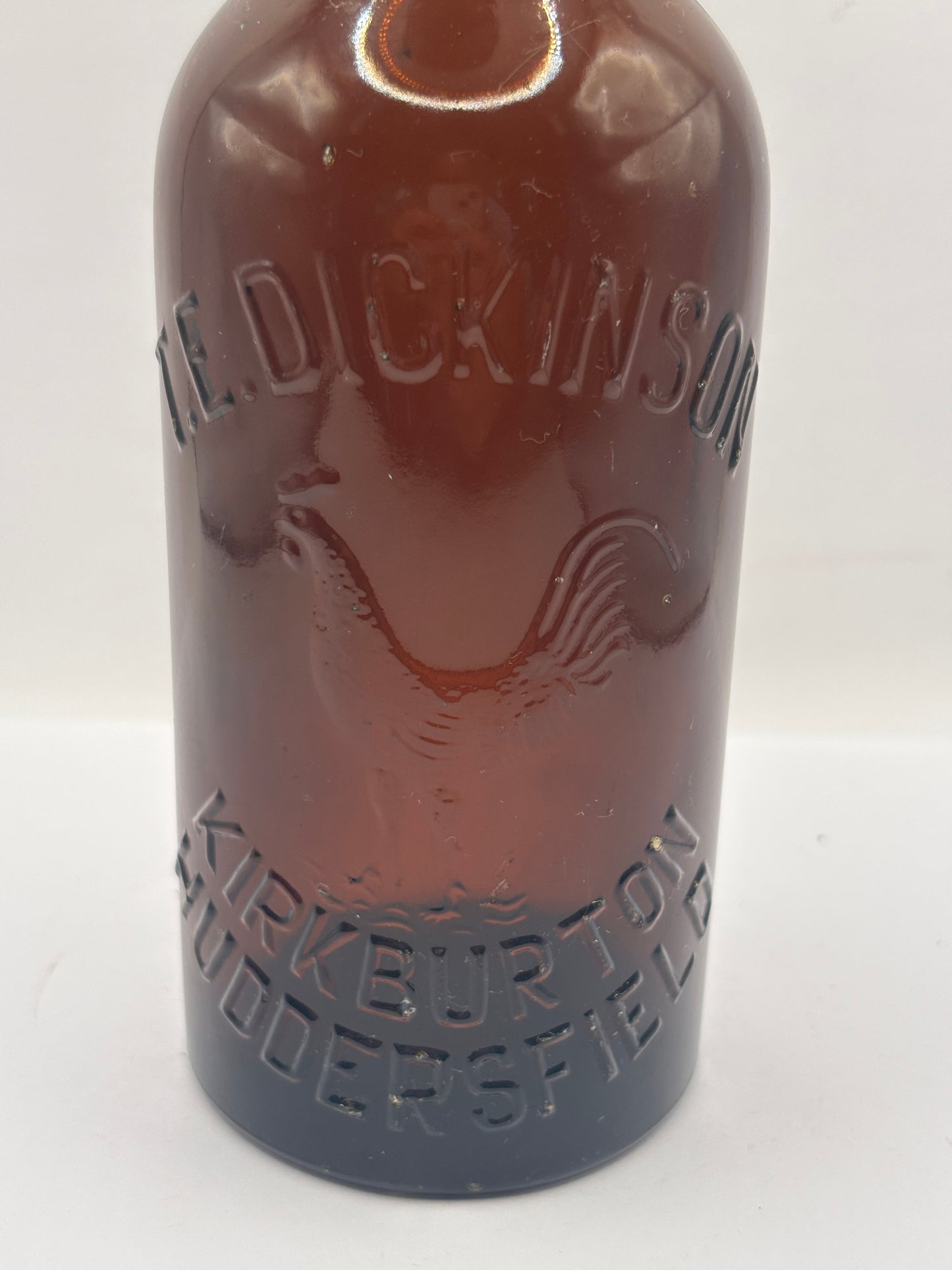 Old advertising glass beer bottle, Huddersfield