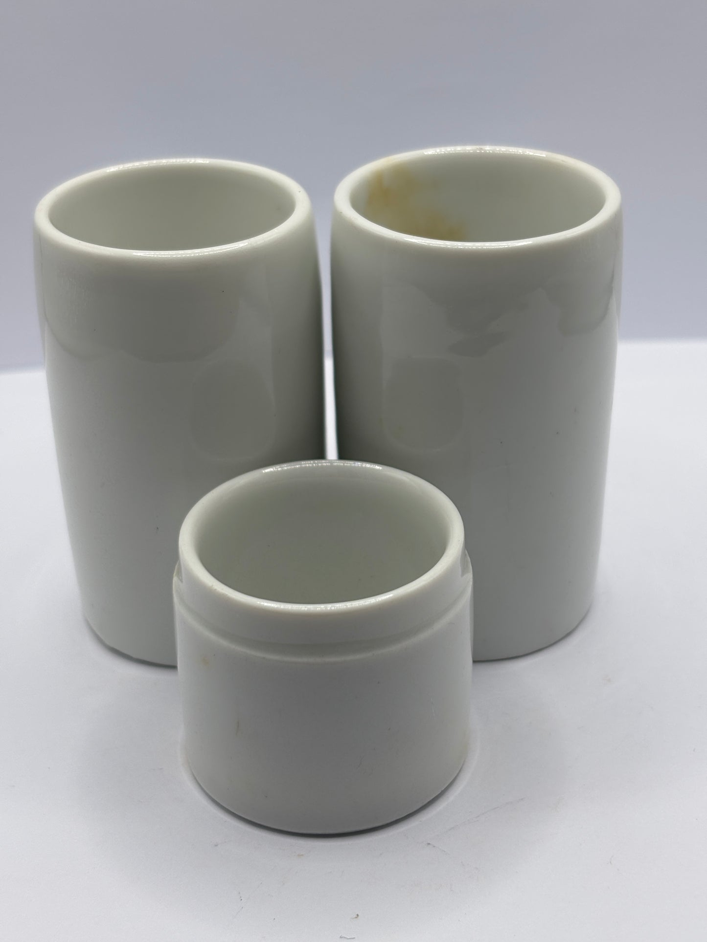 3 small old stoneware pots