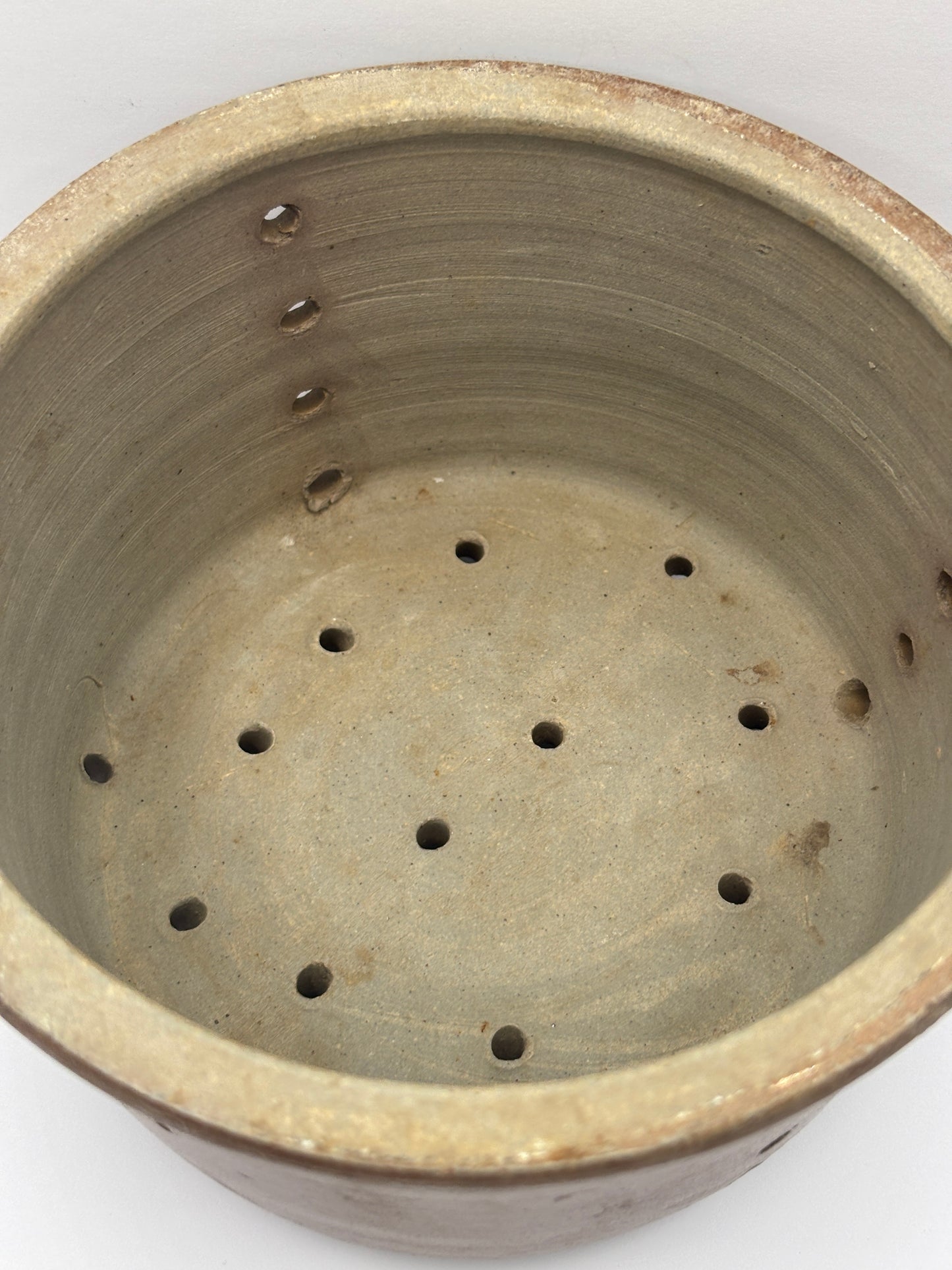 Old french stoneware cheese strainer, cheese mold (B)