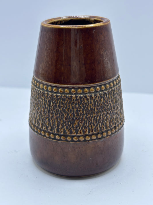 Old small brown stoneware vase