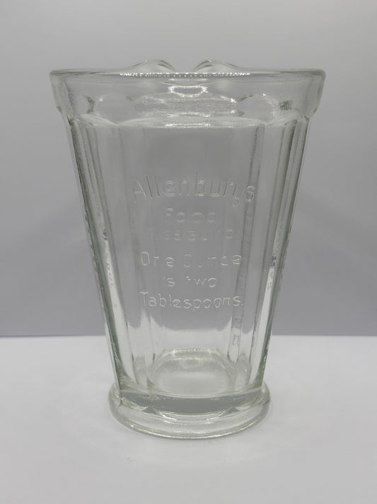 Old glass advertising food jug, Allenbys food measure