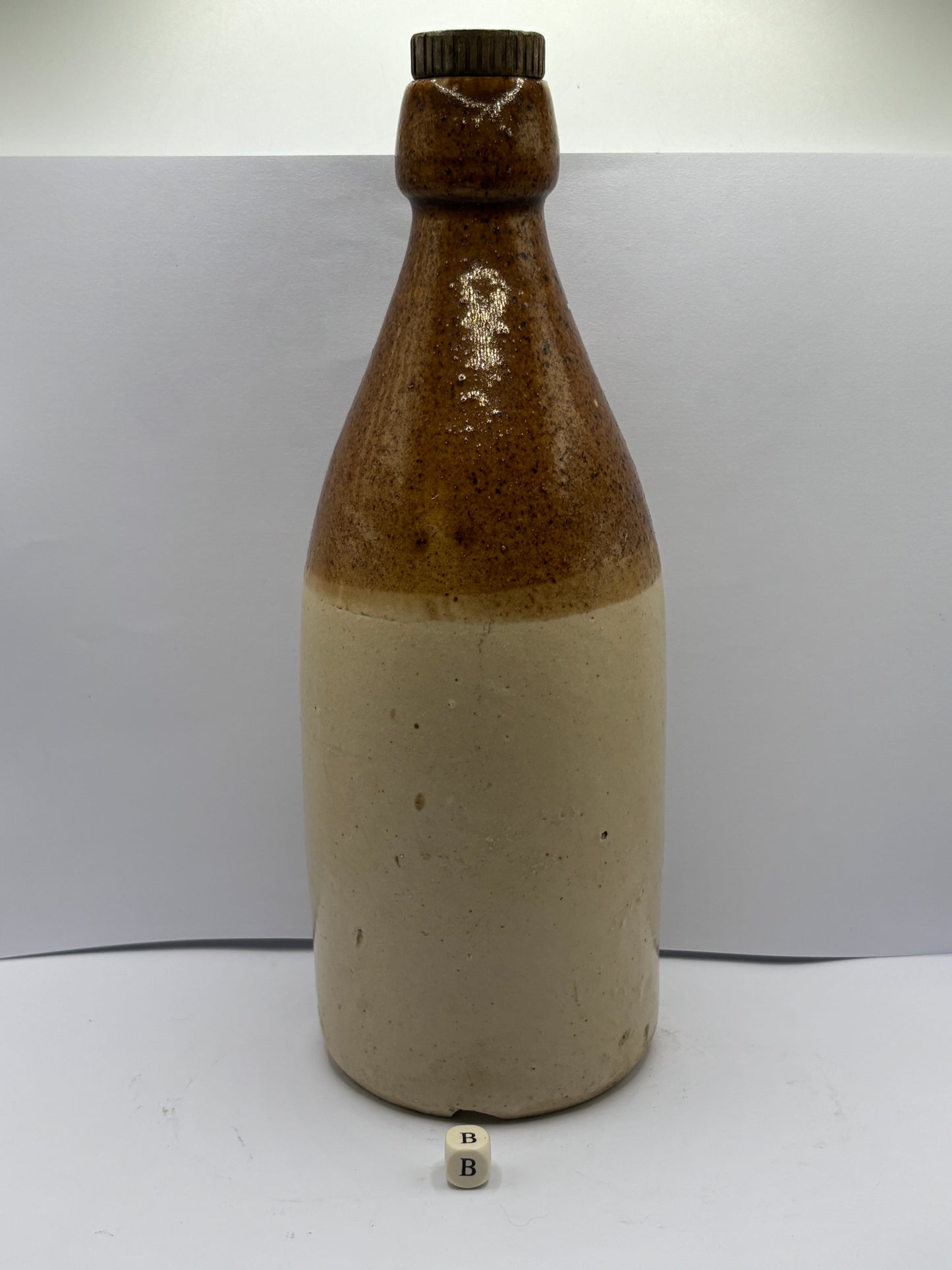 Large plain stoneware ginger beer bottle (B)