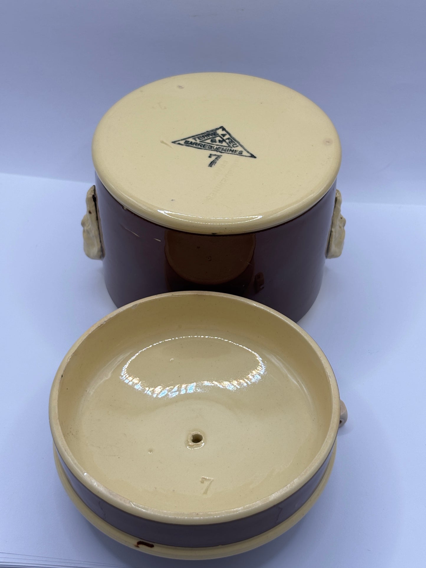 Old french terrine jar/pot. Base and lid (B)