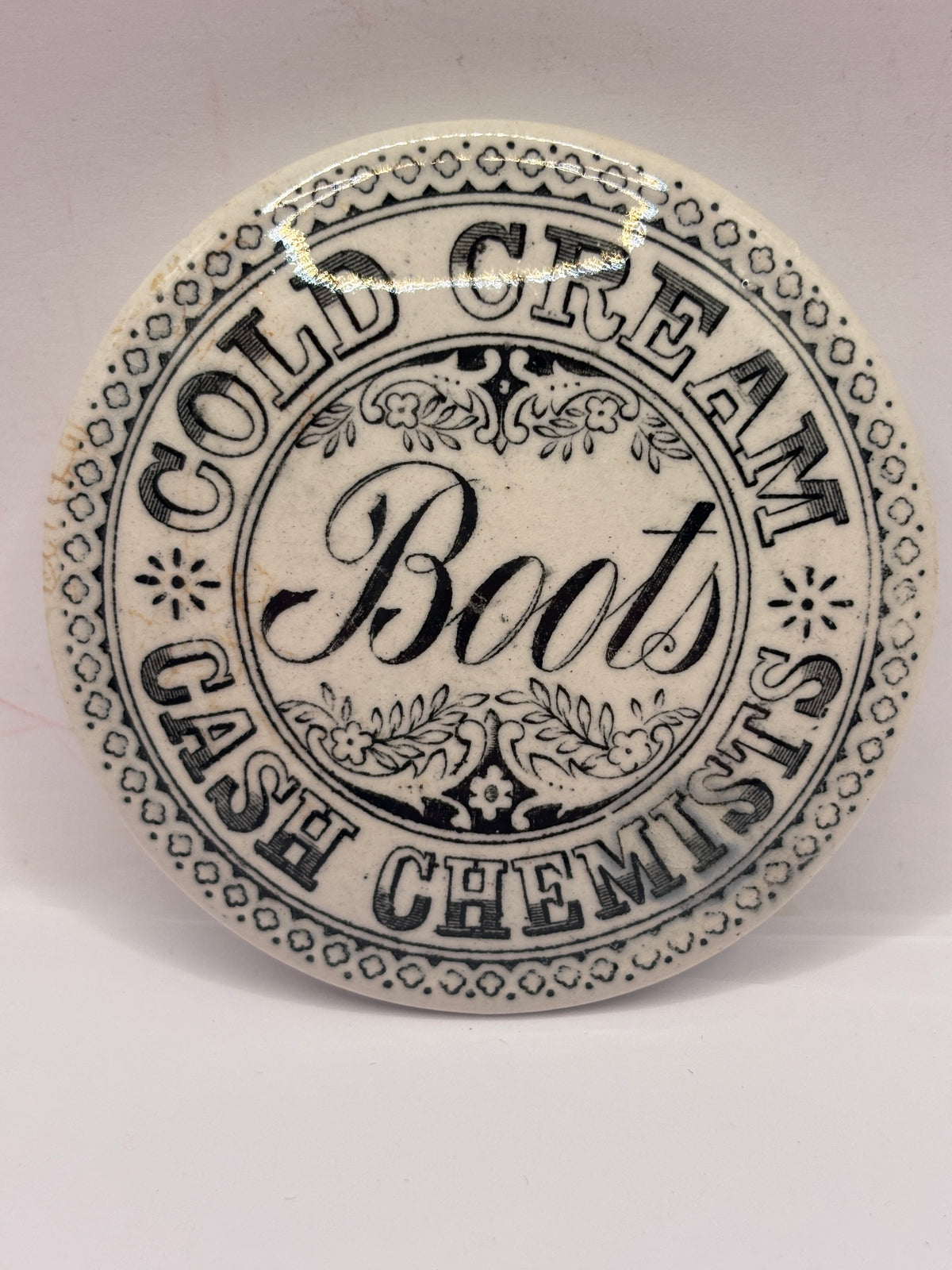 Old advertising lid, Boots cash chemists Cold cream