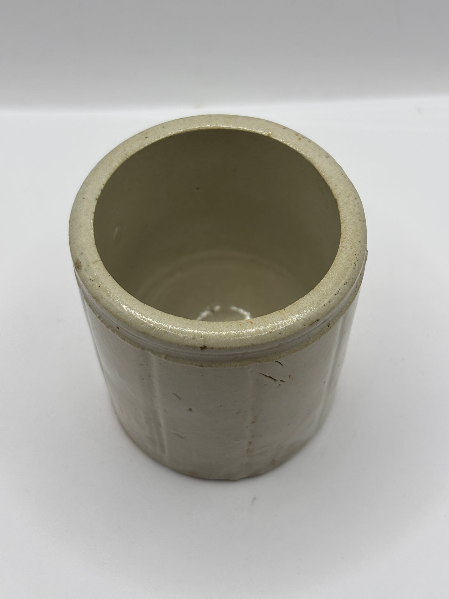Old small ribbed stoneware jam pot