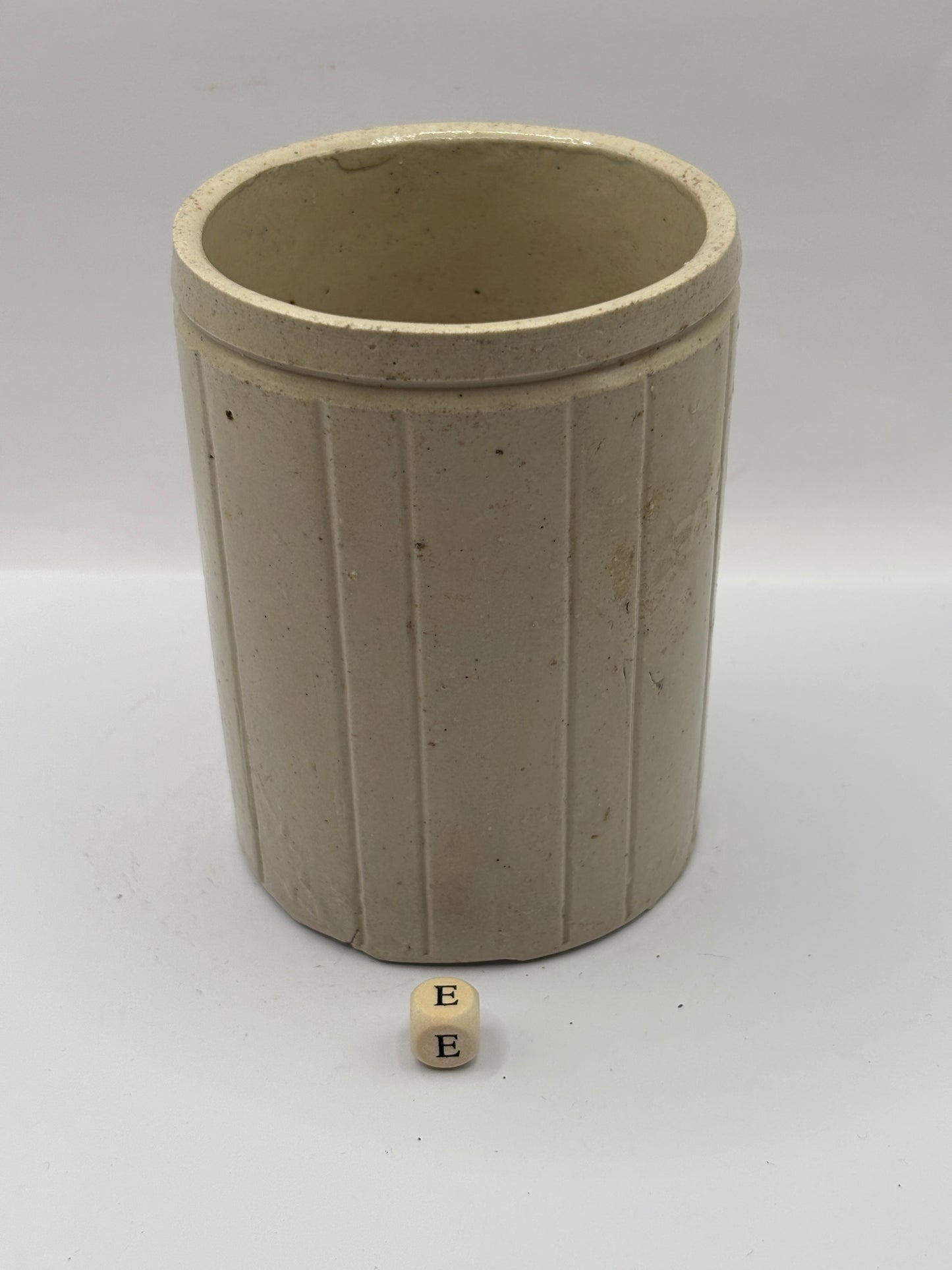 Old 1lb ribbed stoneware jam pot (e)Hartleys