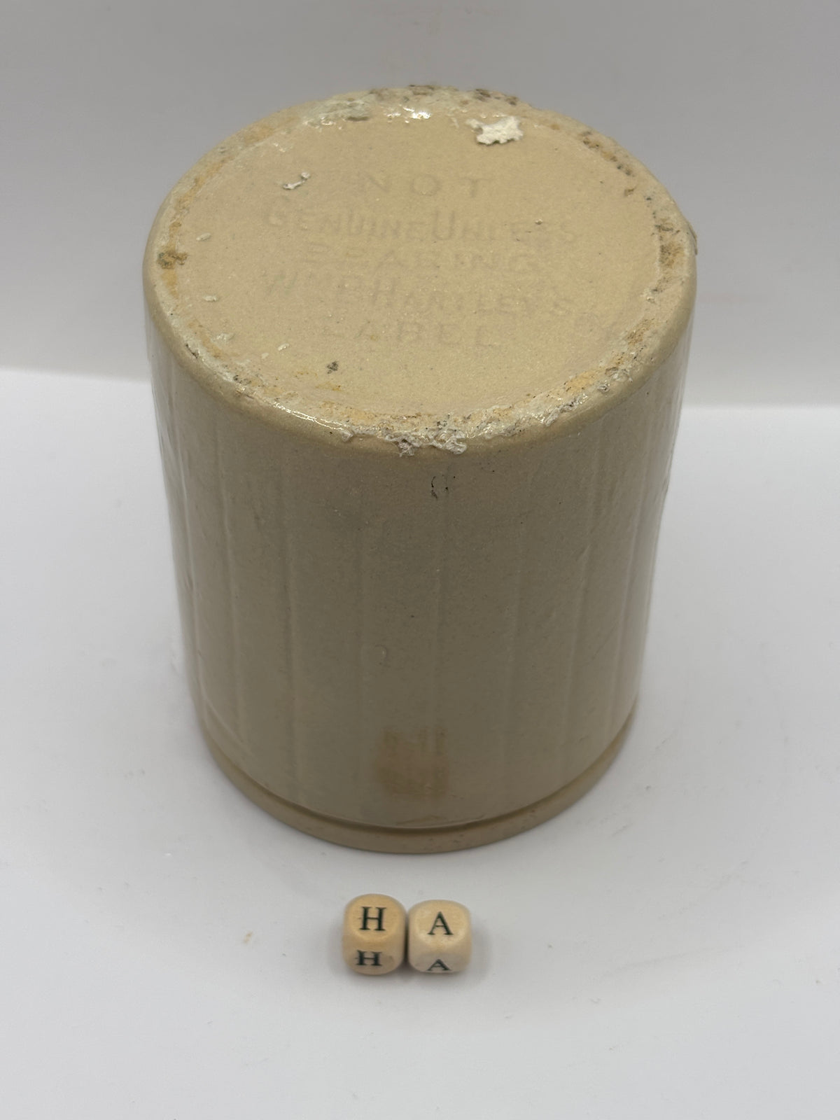 Old 1lb ribbed Hartleys stoneware jam pot (HA)