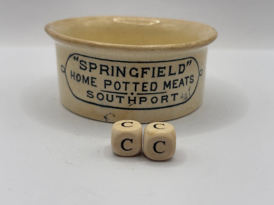 Old mini Springfield advertising meat paste pot, home potted meats (cc)