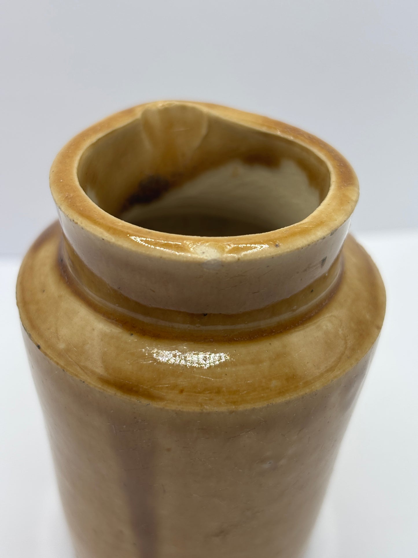 old brown stoneware cream pot