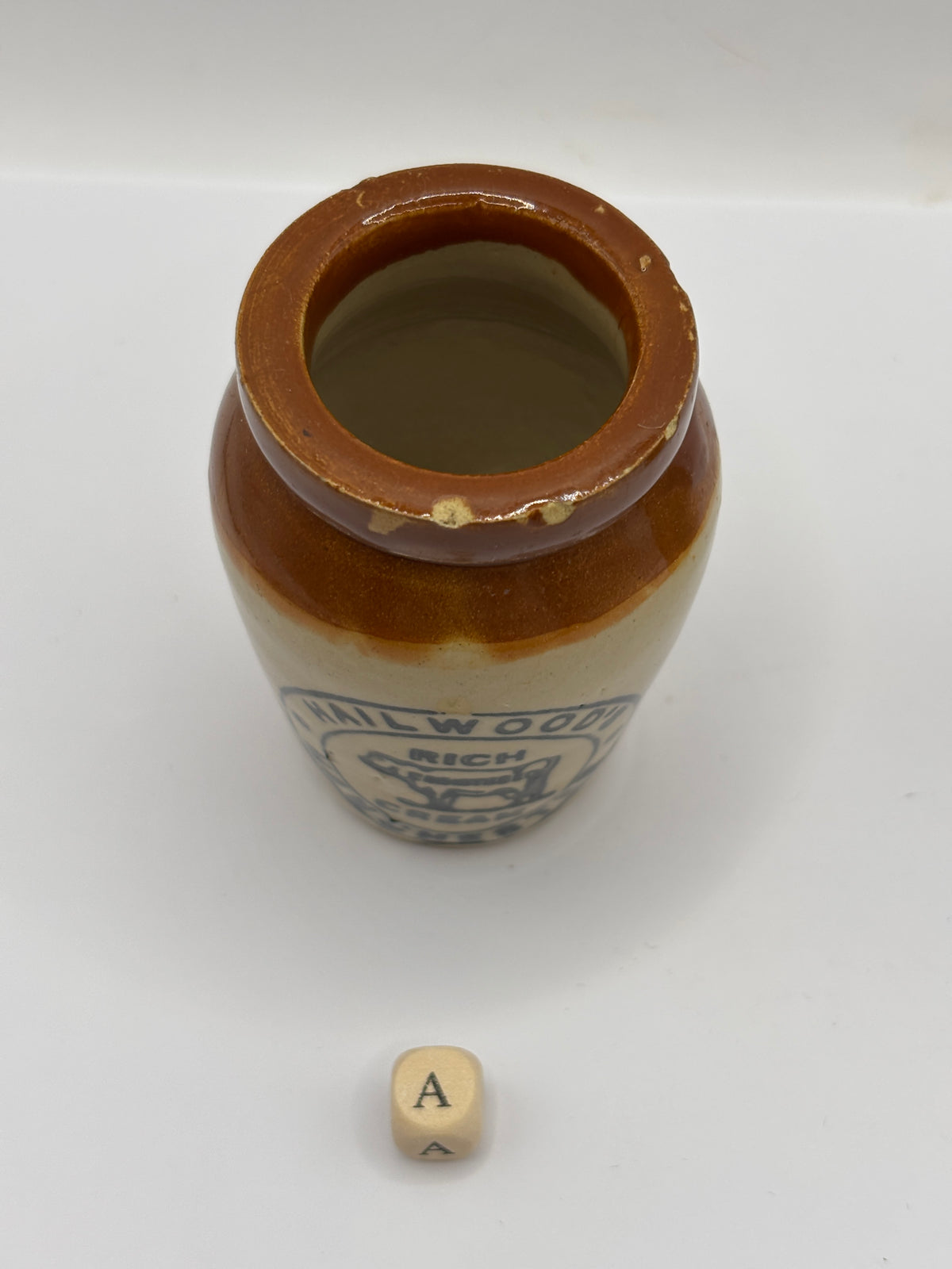 Old advertising cream pot, Hailwoods rich cream (a)