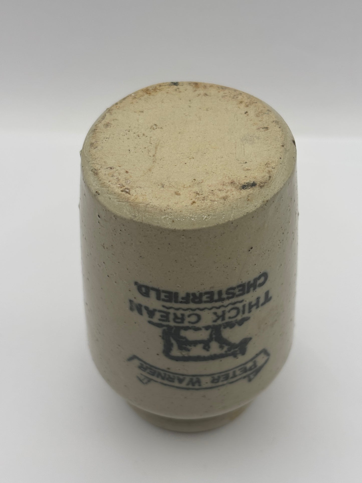 Old advertising cream pot, Peter Warner. Thick cream, Chesterfield
