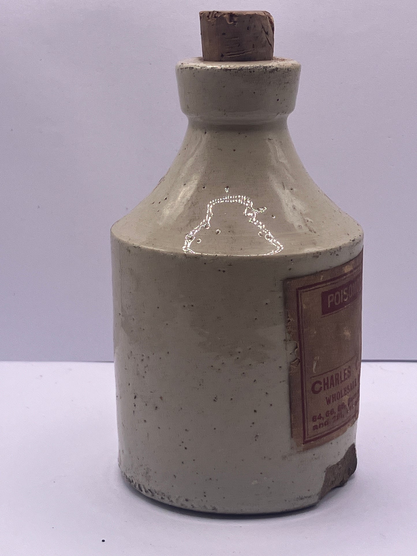 Stoneware jar with original label. Mercury