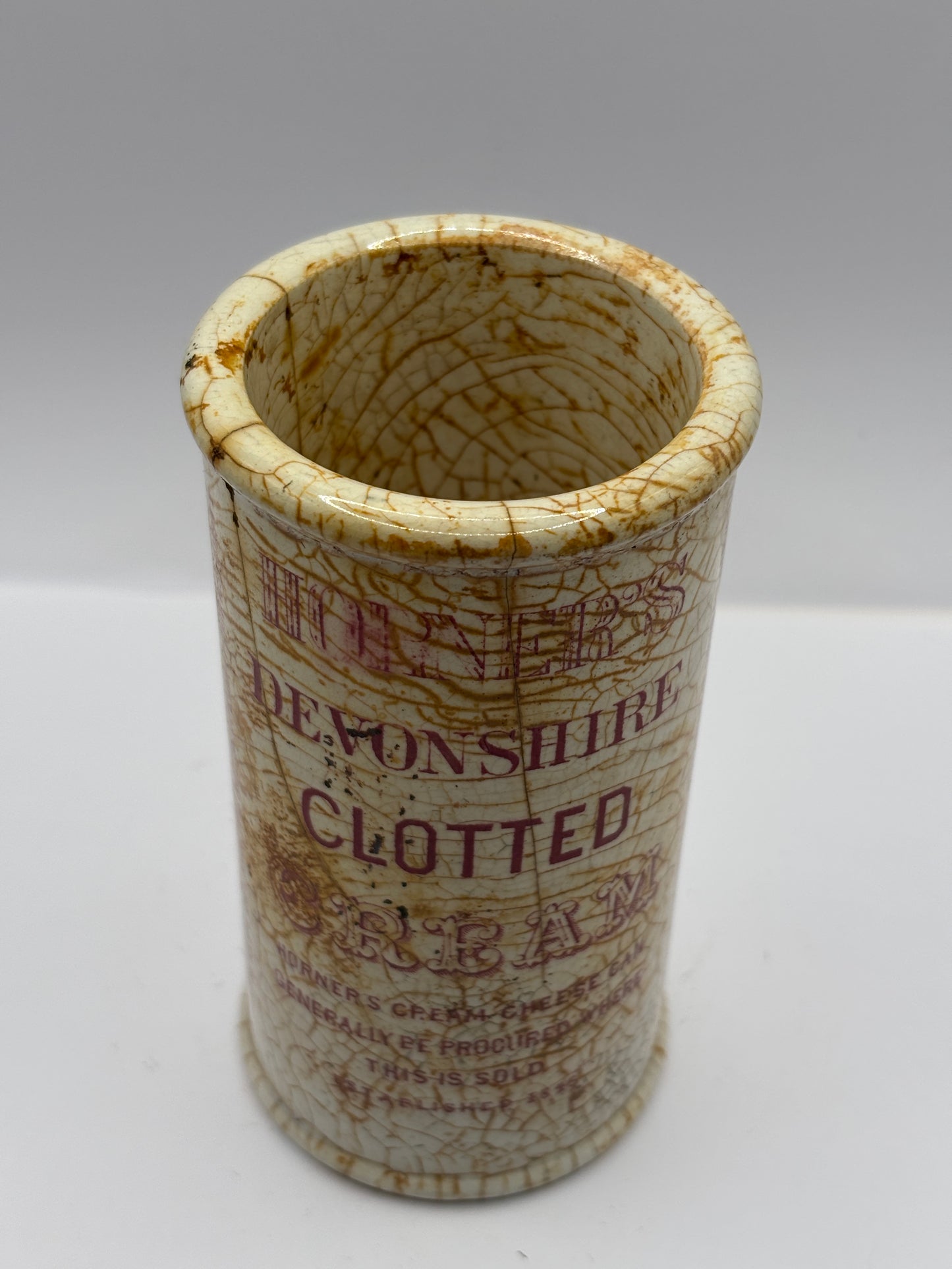 Old advertising Devonshire clotted cream pot, Horners
