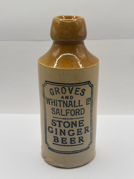 Old stoneware ginger beer bottle, Groves & whitnall Salford