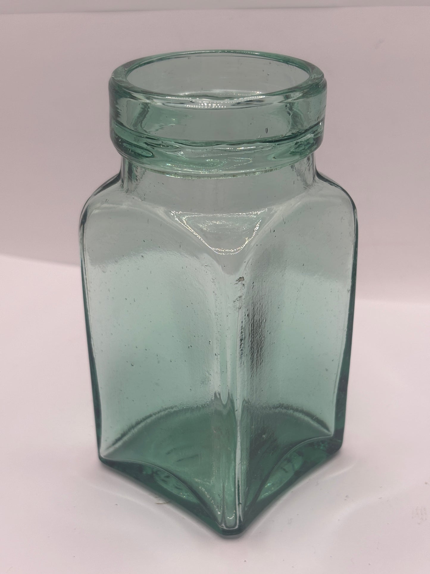 Old aqua glass pickle jar