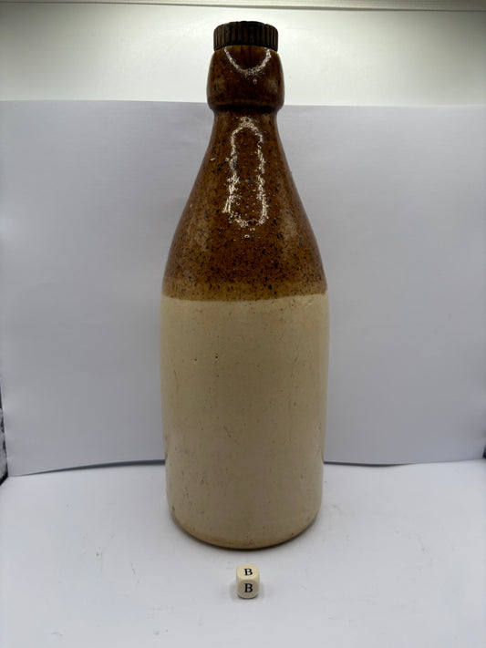 Large plain stoneware ginger beer bottle (B)