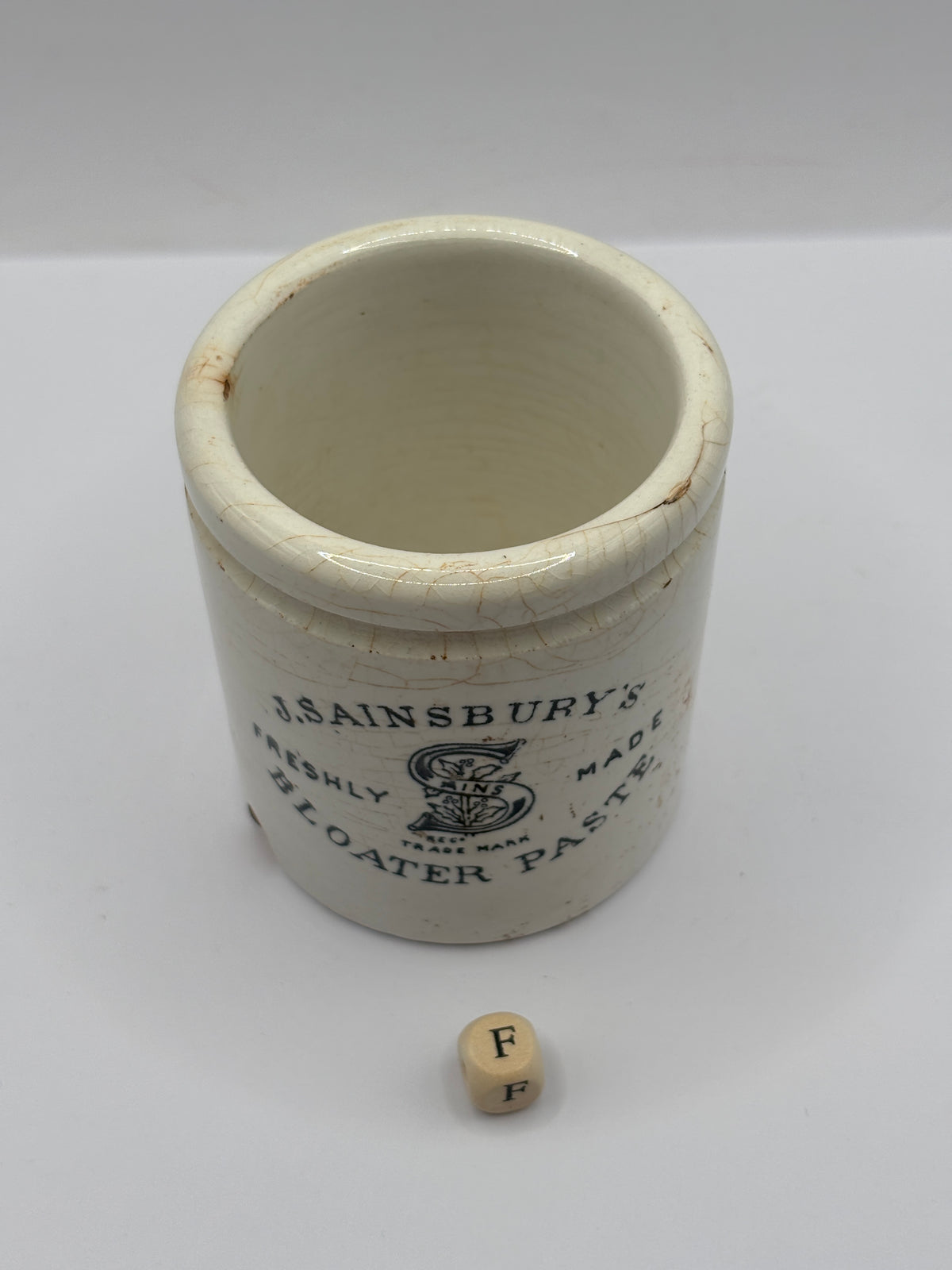 Old stoneware advertising jar, Sainsburys Bloater paste (F)