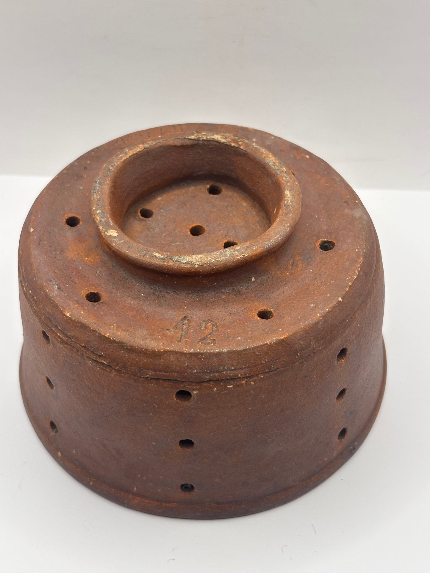 Old french stoneware cheese strainer, cheese mold (G)
