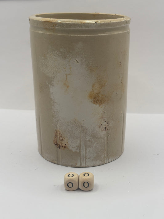 Old 1lb half ribbed stoneware jam pot (oo)