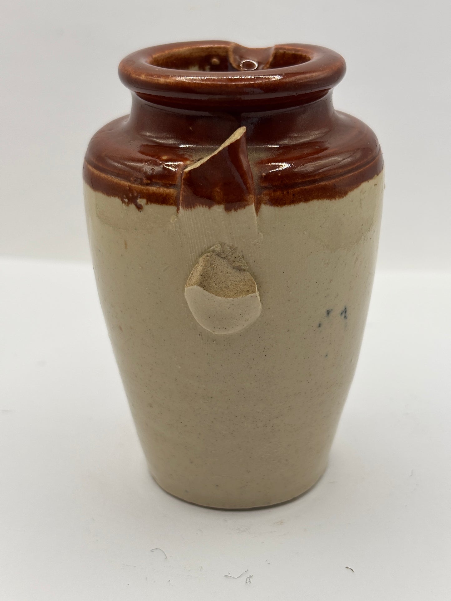 Old advertising cream pot, Bannisters Huddersfield. Damaged