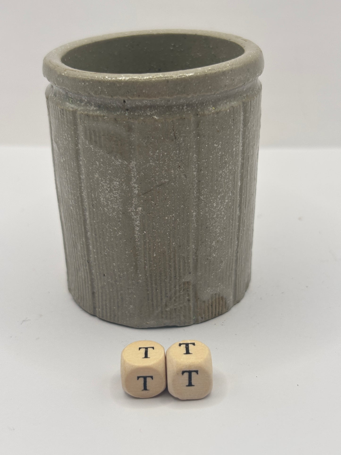 Old mini ribbed stoneware jam pot (TT)