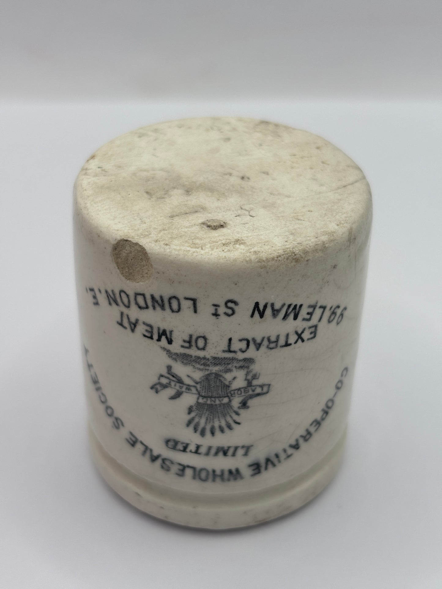 Old advertising pot, Cooperative wholesale society extract of meat