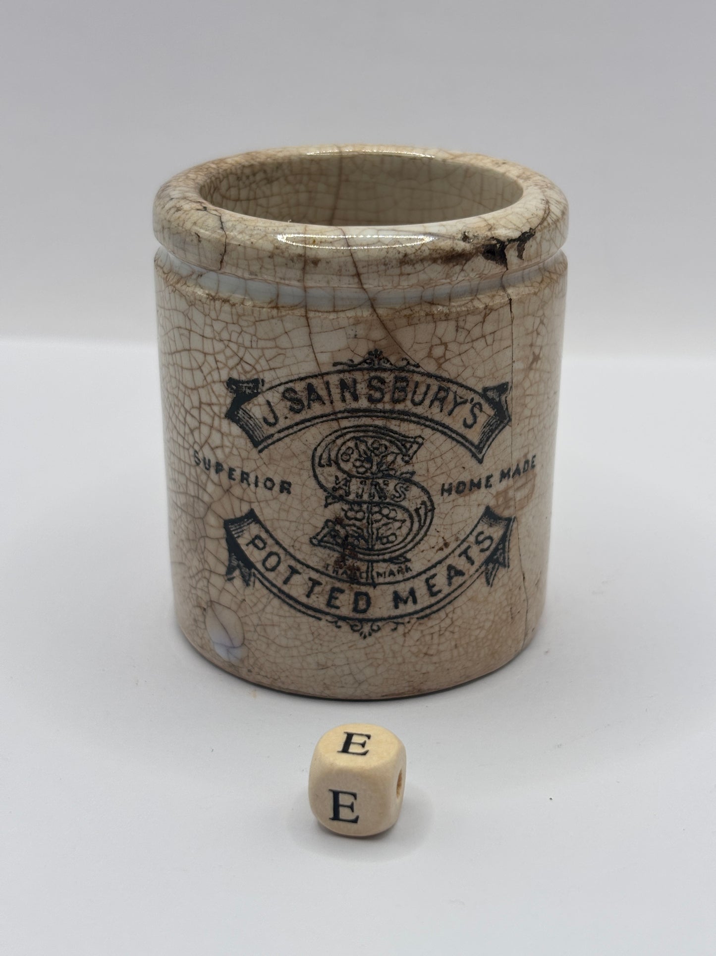Old sainsburys advertising pot, potted meats (e)