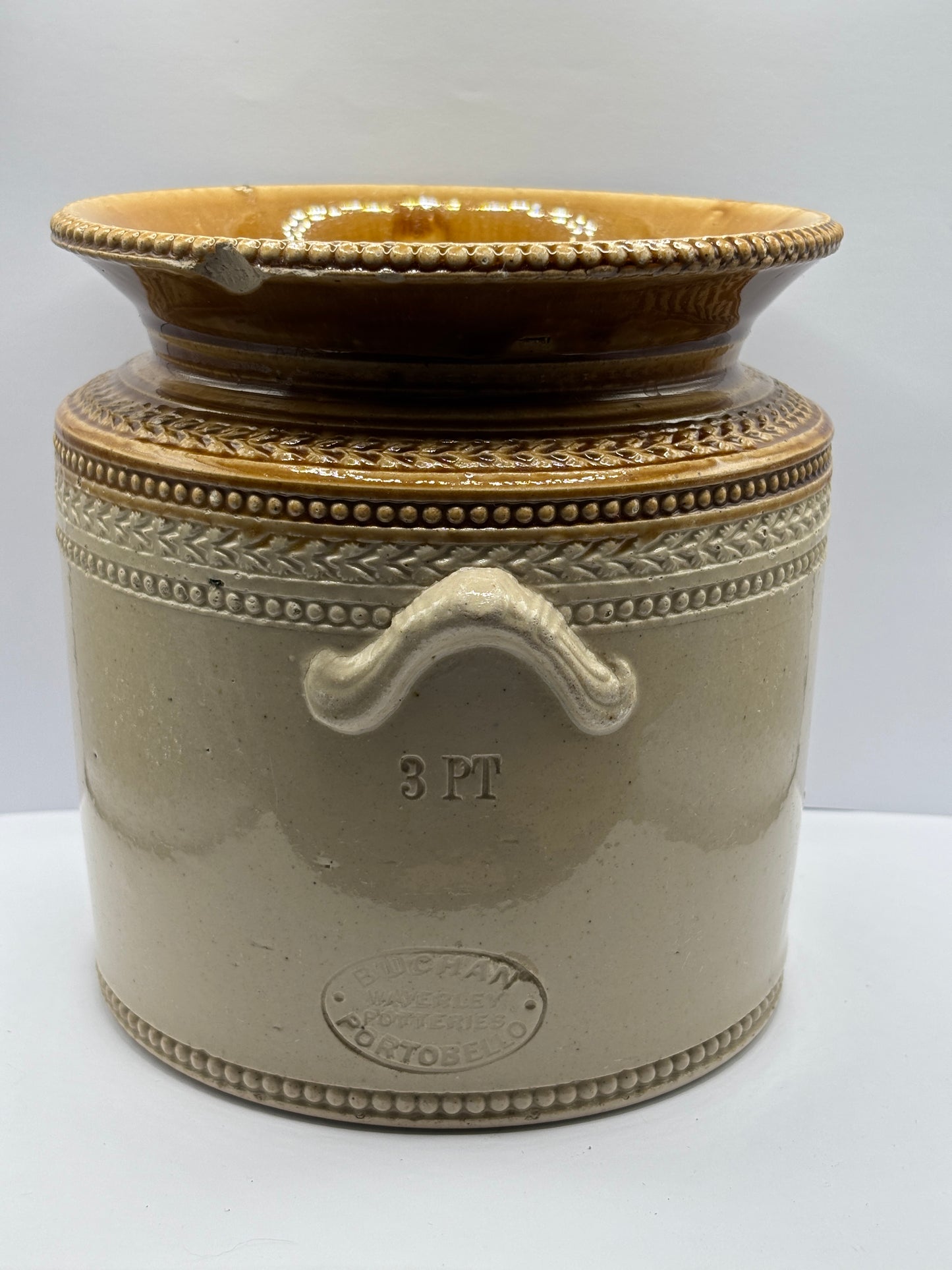 Old stoneware butter crock, stoneware jar