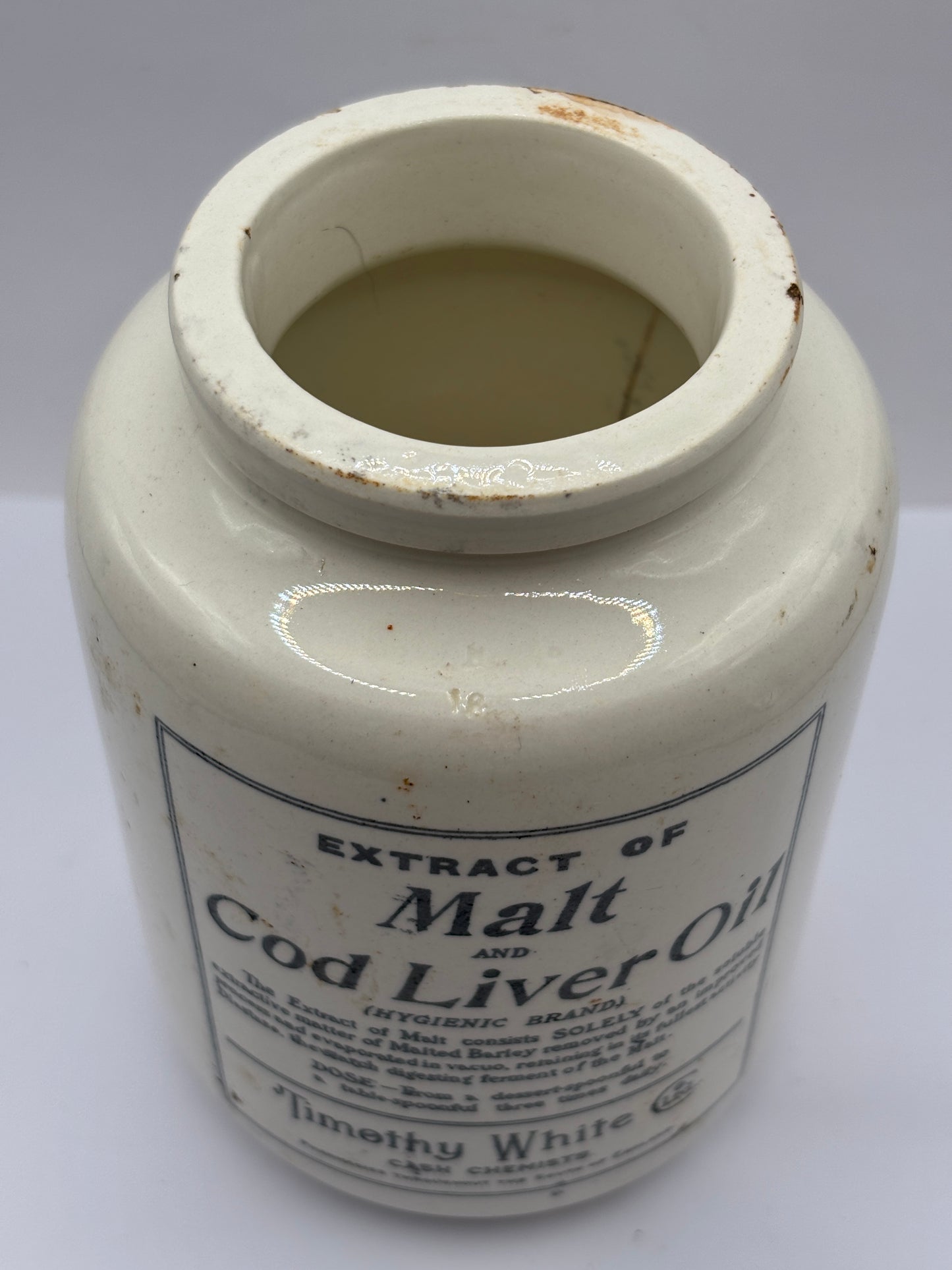 Old advertising jar, extract of malt, Cod liver oil