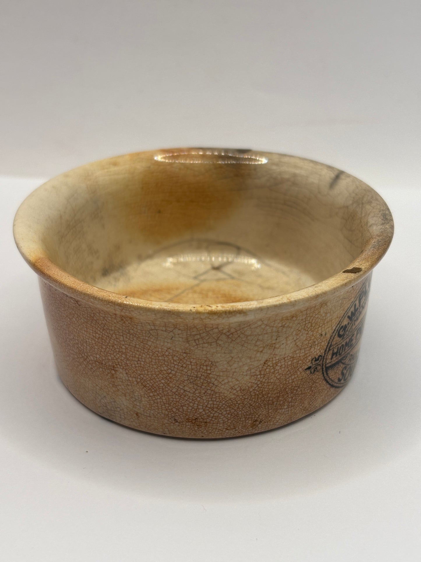 Old Plumtree advertising meat paste pot. Damaged