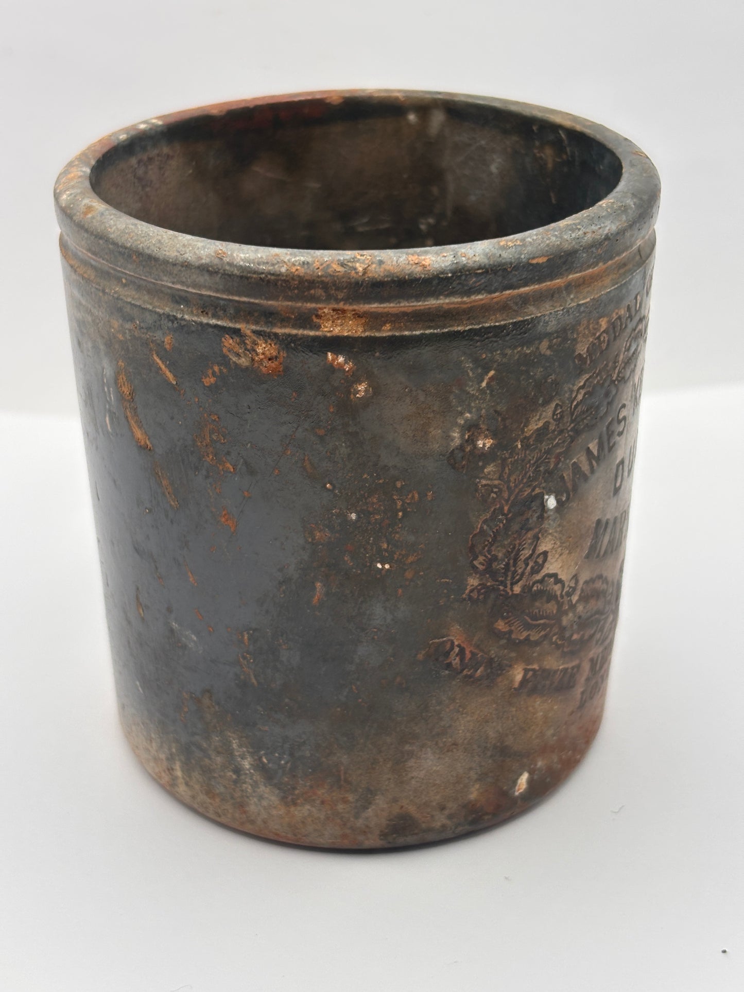 Old 1lb James Keiller Dundee marmalade Jar. Super burnt & crusty