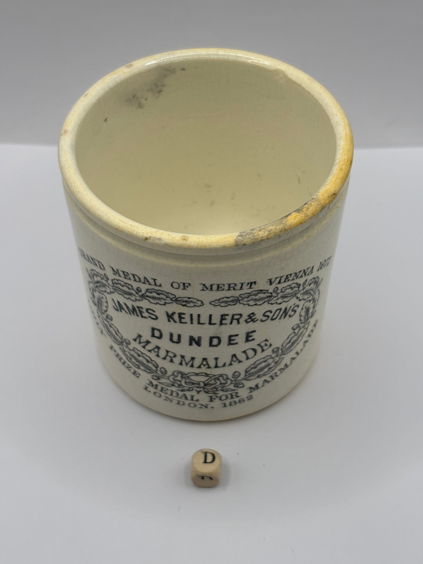 Old 1lb James Keiller Dundee marmalade Jar (D)