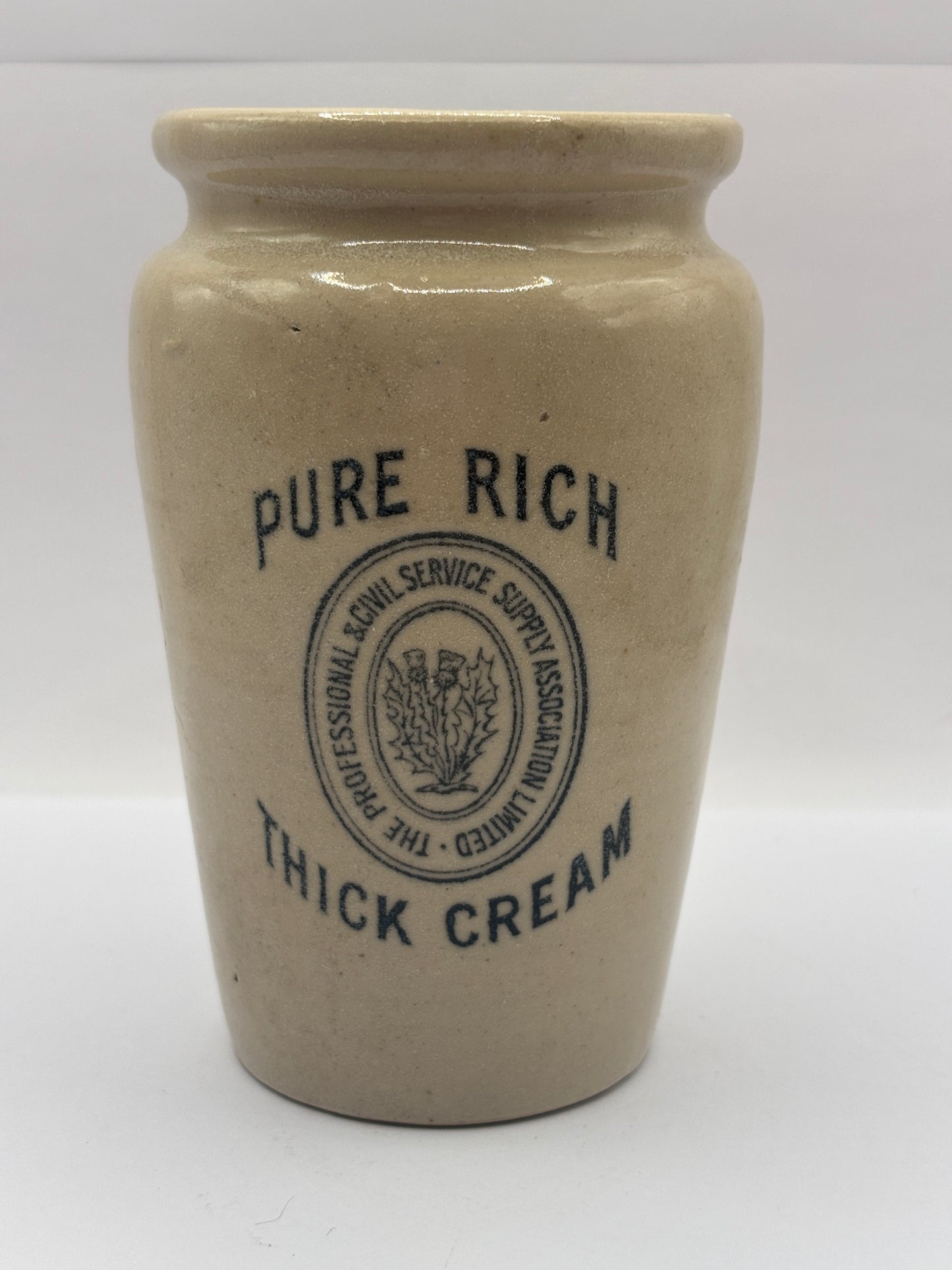 Old advertising cream pot, Pure rich thick cream, the professional & civil service supply