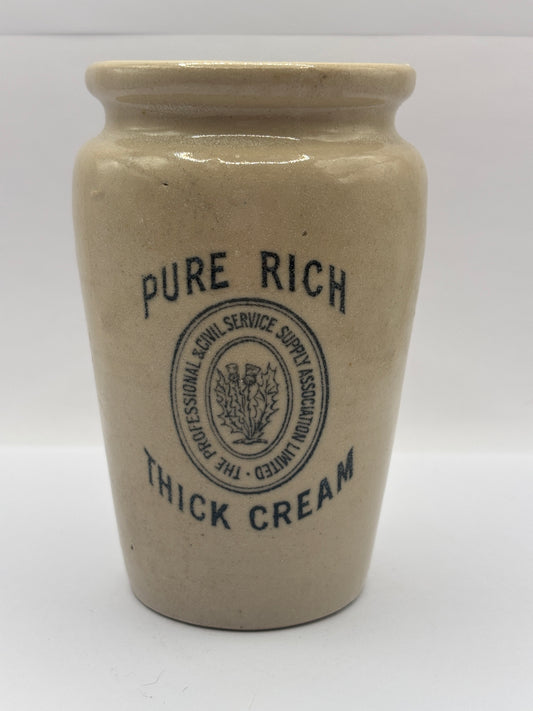 Old advertising cream pot, Pure rich thick cream, the professional & civil service supply