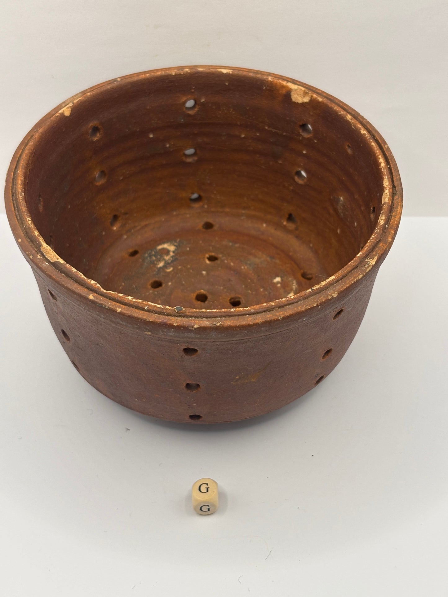 Old french stoneware cheese strainer, cheese mold (G)