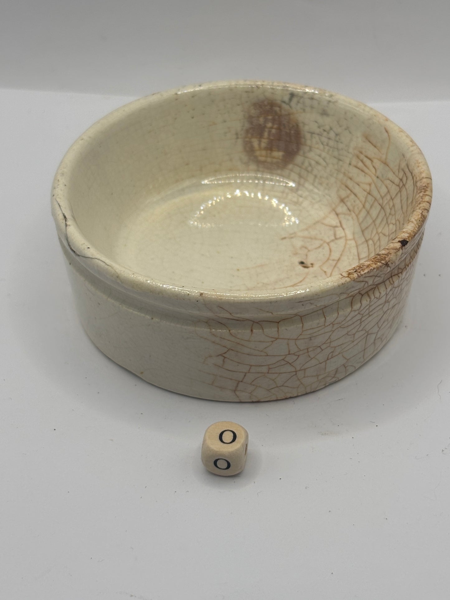 Old plain stoneware meat paste pot, potted meat (o)