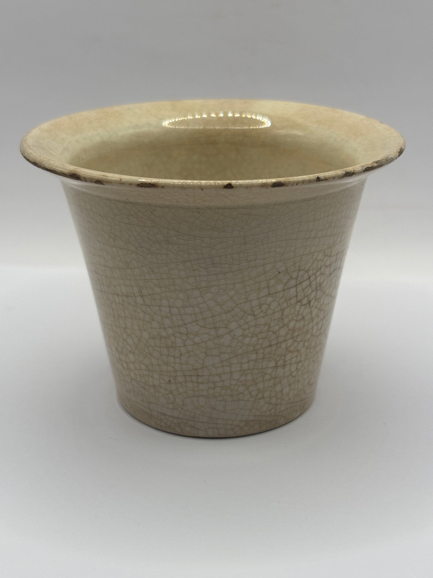 Old stained & crazed jar/container/dish