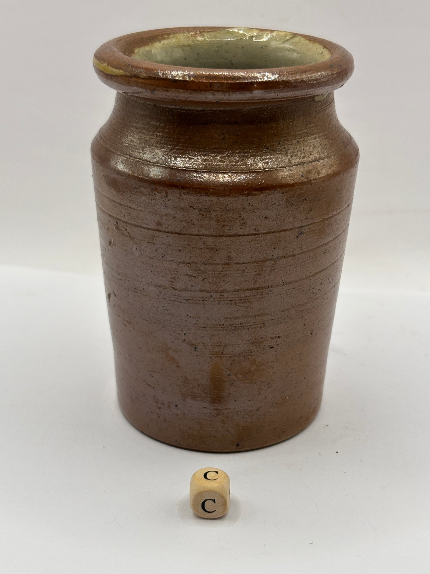 Old small brown stoneware jar (c) 11cms