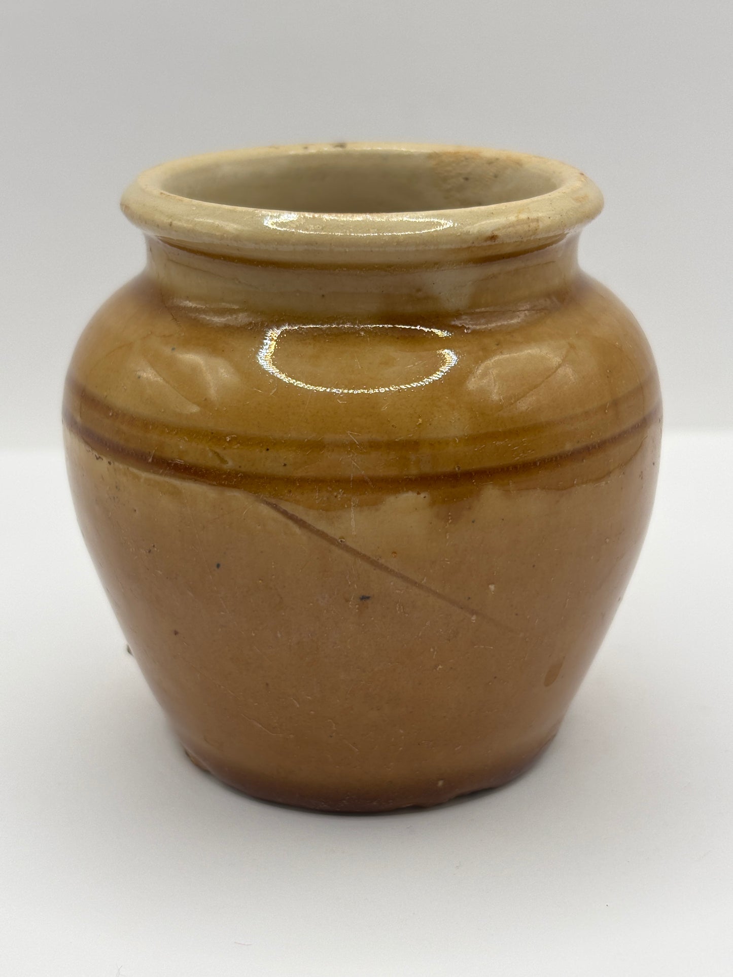 Old small stoneware honey pot 8cms