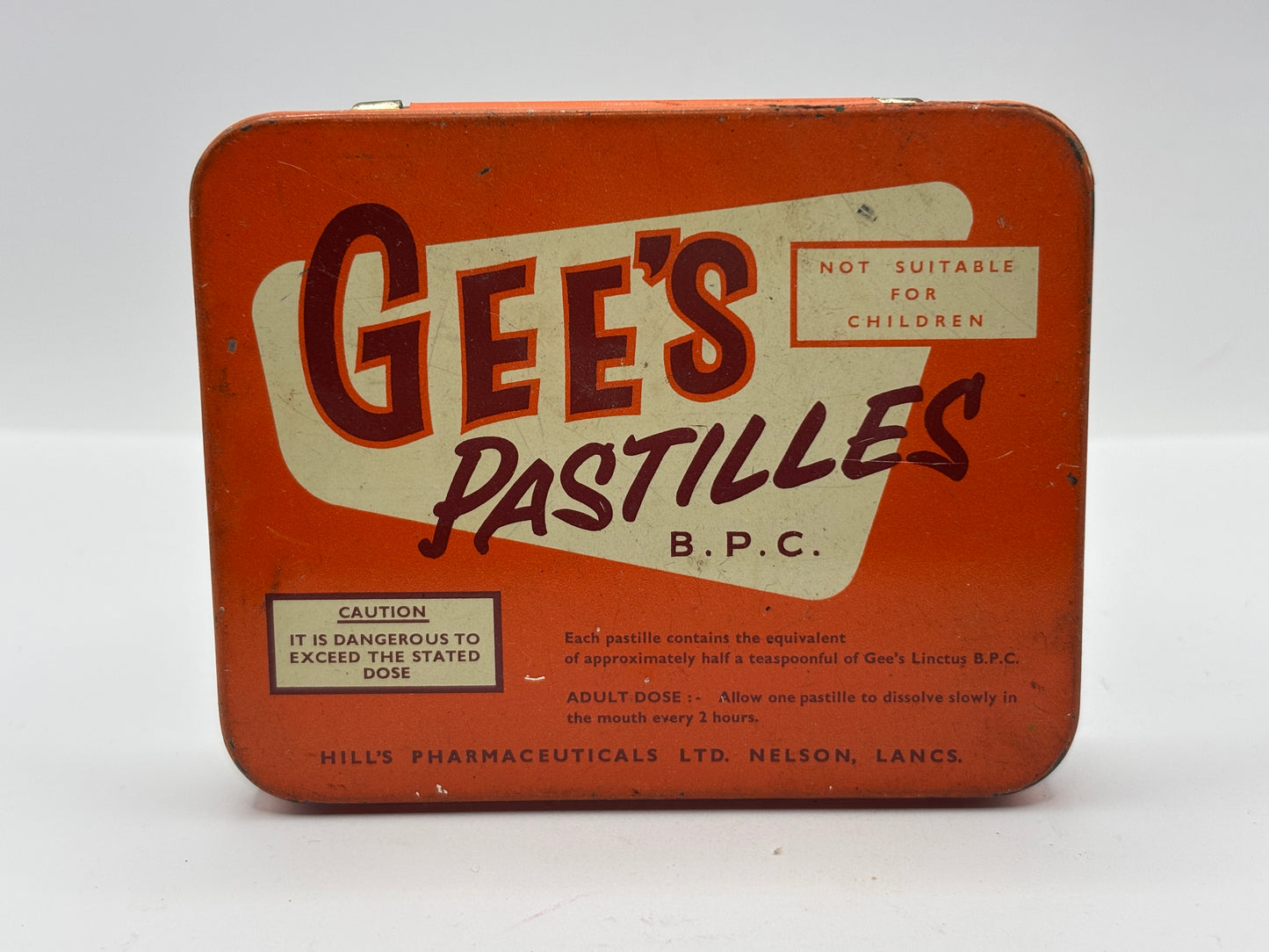 Old advertising tin, Gee’s pastilles
