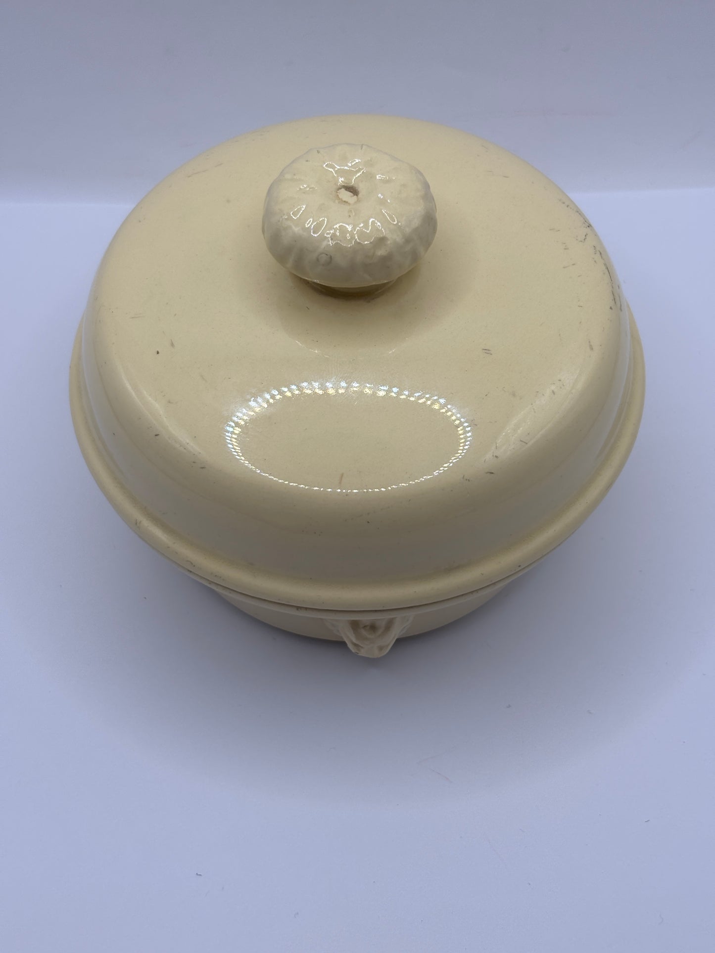 Old french stoneware terrine jar and lid