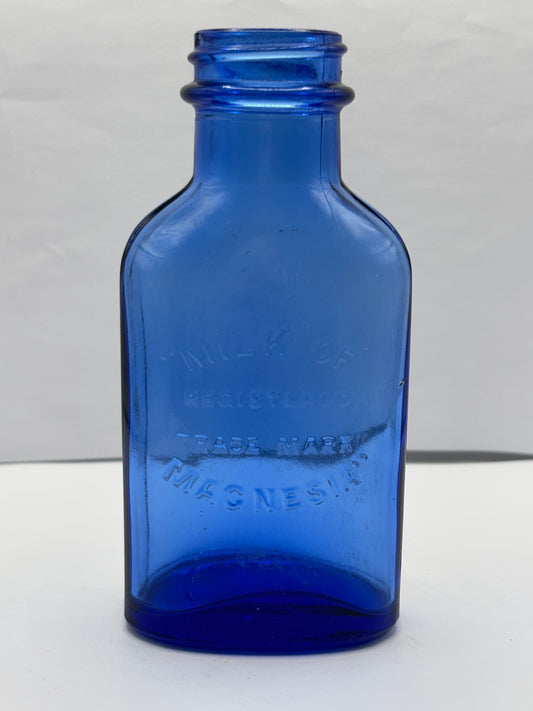 Blue milk of magnesia bottle 12.5cms