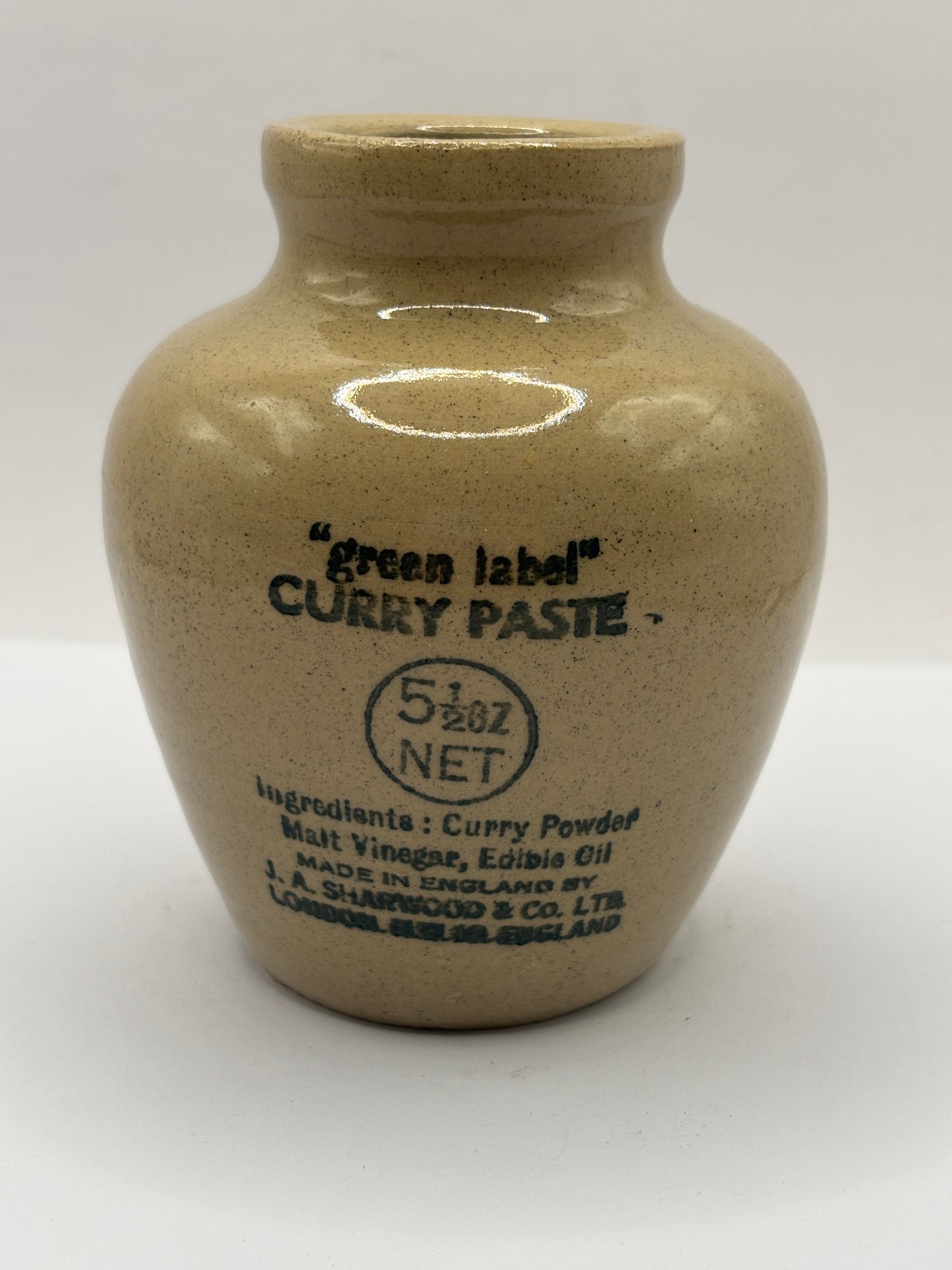 Old advertising green label curry paste jar
