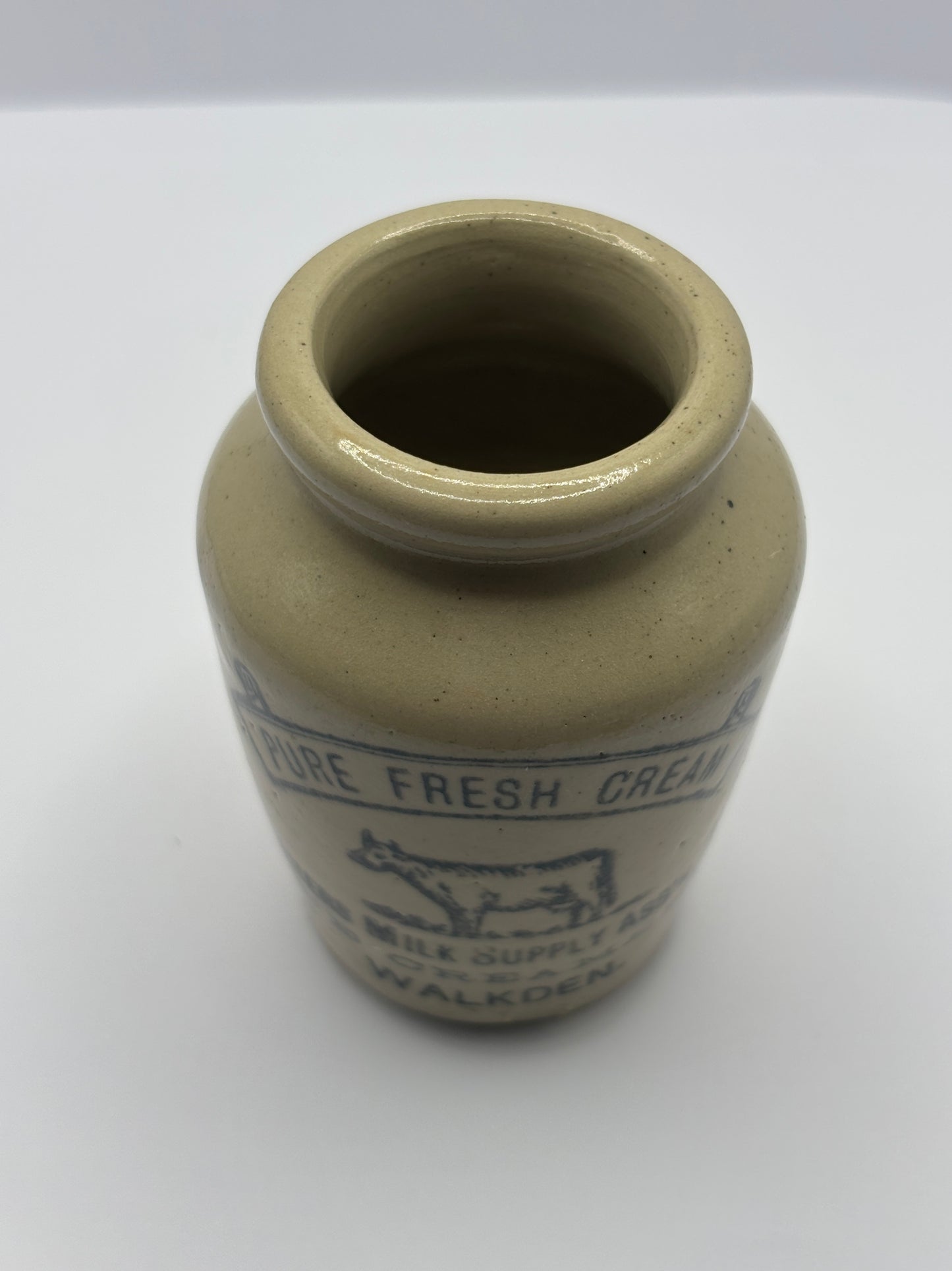 Old Walkden advertising cream pot, Farmers milk supply ass’n