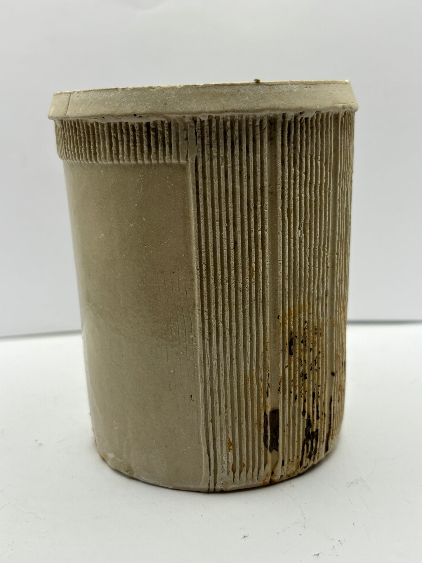 Old unusual Ribbed stoneware jam pot, Alvina’s preserves