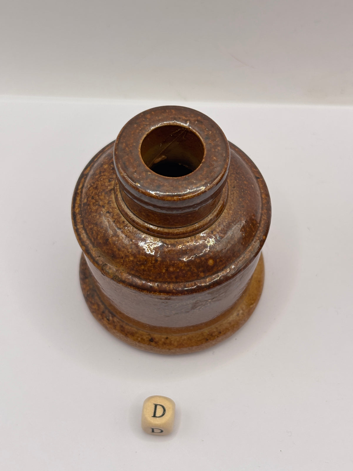 Old stoneware ink bottle, inkwell (D)