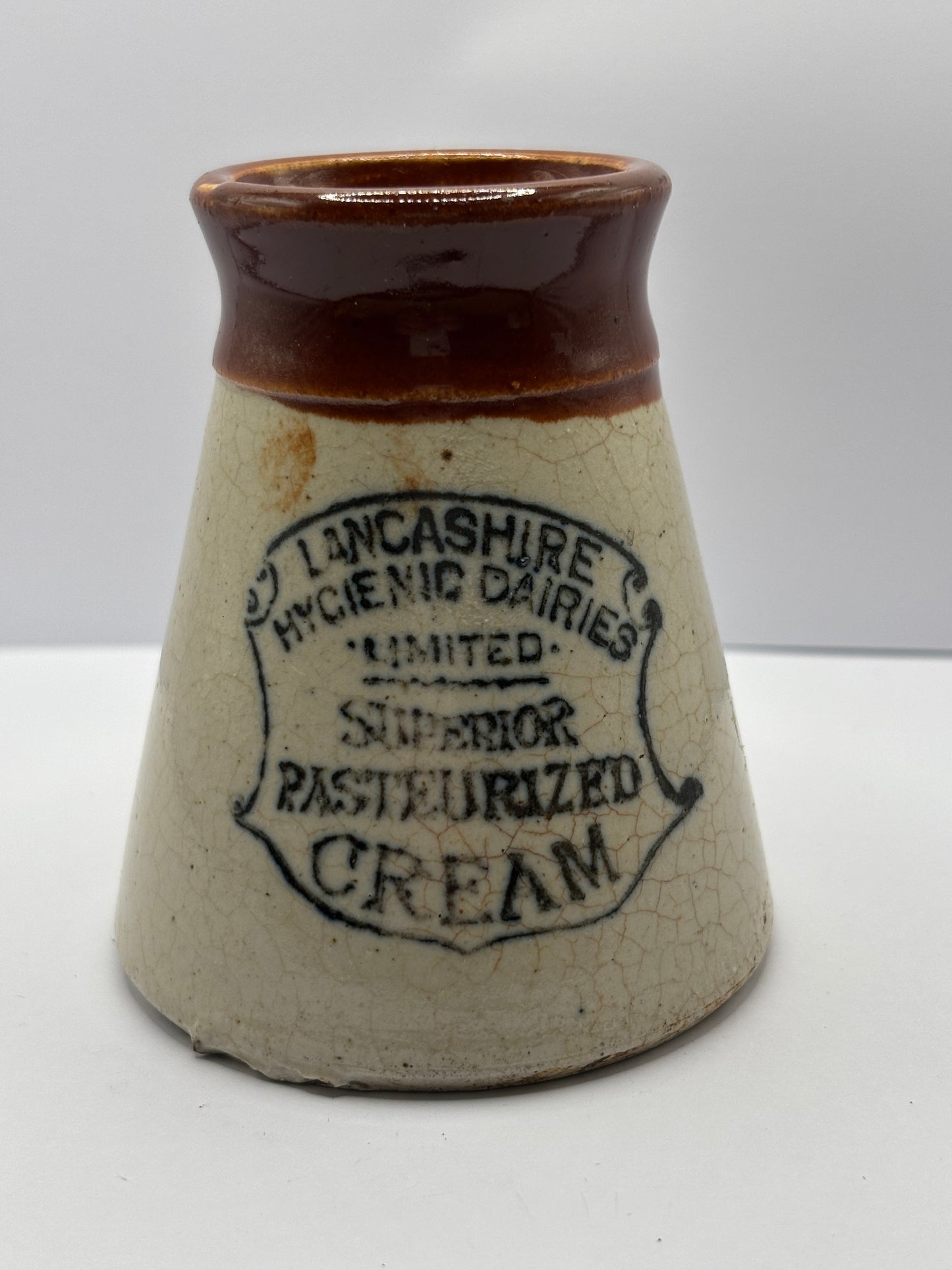 Old Lancashire Hygenic dairies advertising cream pot