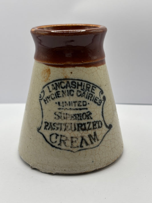 Old Lancashire Hygenic dairies advertising cream pot